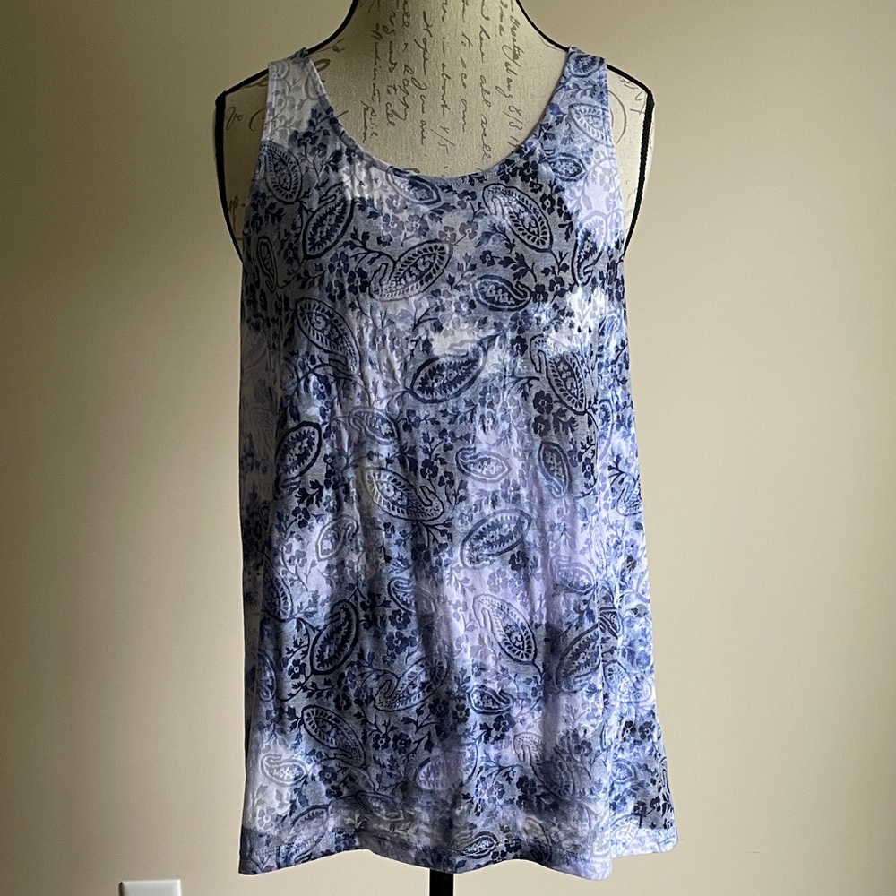Blue Paisley Sleeveless Top